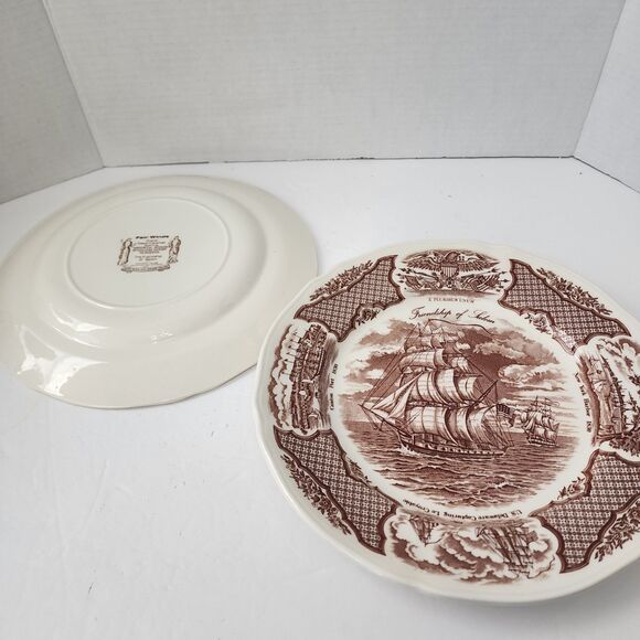 Fair Winds The Friendship of Salem Dinner Plate Alfred Meakin Staffordshire 2 Pc - Picture 3 of 8
